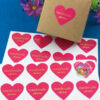 Наклейки у вигляді серця “Handmade with love” (32*28 мм)