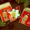 Целофановий пакетик “Happy Christmas/Оленя” з клейкою стрічкою, 10*10 cм + 3 см